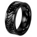 Black Tungsten Carbide Gear Design Center Wedding Band - Mens Ring